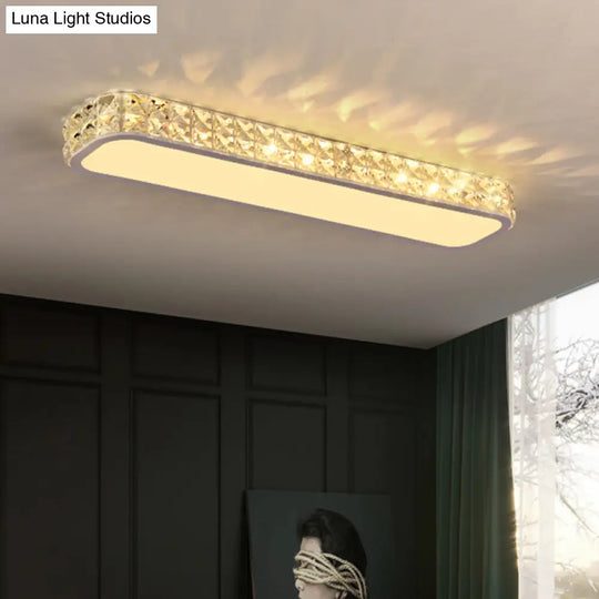 Artistic Led Crystal Flush Ceiling Light Fixture - Rounded Rectangle Corridor