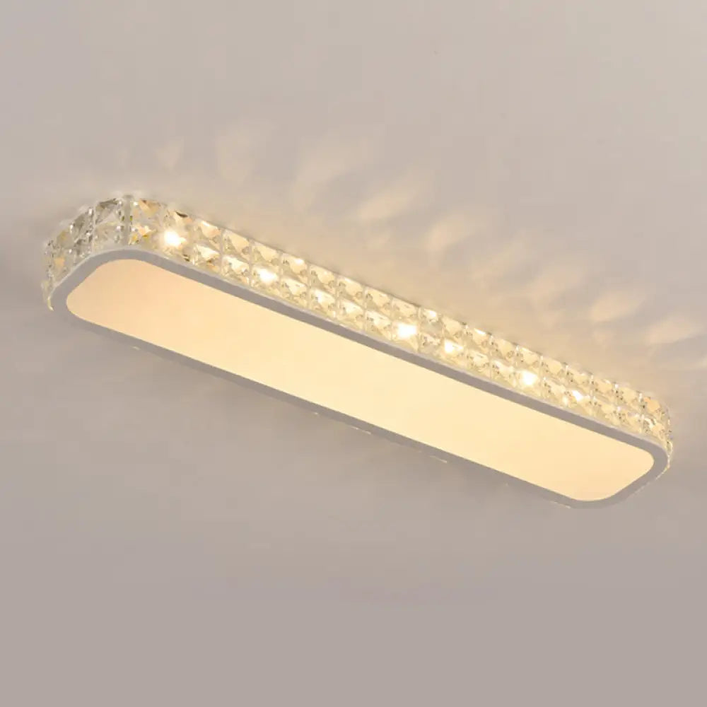 Artistic Led Crystal Flush Ceiling Light Fixture - Rounded Rectangle Corridor White / Large Yellow