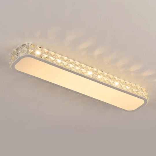 Artistic Led Crystal Flush Ceiling Light Fixture - Rounded Rectangle Corridor White / Large Yellow