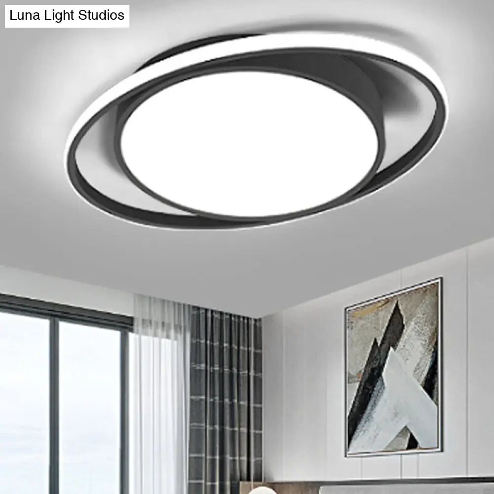 Artistic Led Flush Mount Ceiling Light In Black For Modern Living Room White / Small