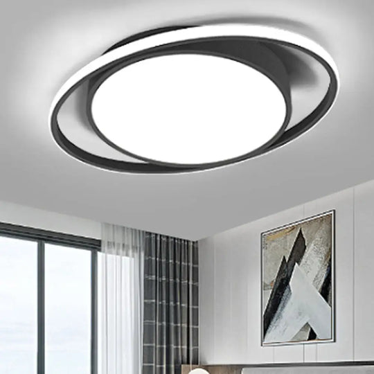 Artistic Led Flush Mount Ceiling Light In Black For Modern Living Room White / Small
