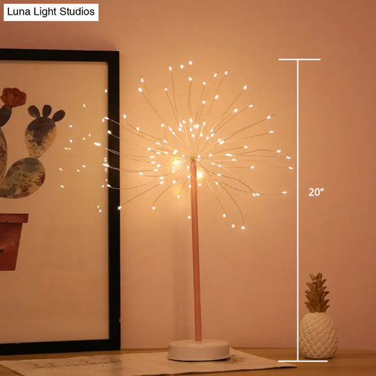 Artistic Led Table Lamp With Pearl Tree Design - Perfect Night Light For Girls Metal Bedside Battery