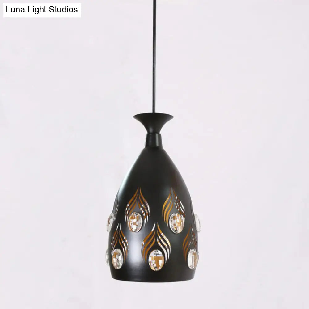 Artistic Metal Cluster Pendant Light - 3 Head Cup Shape Black Hollowed-Out Ceiling Lamp With