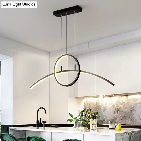 Artistic Metal Dining Room Led Ceiling Light Fixture With Ring And Arc Island Pendant