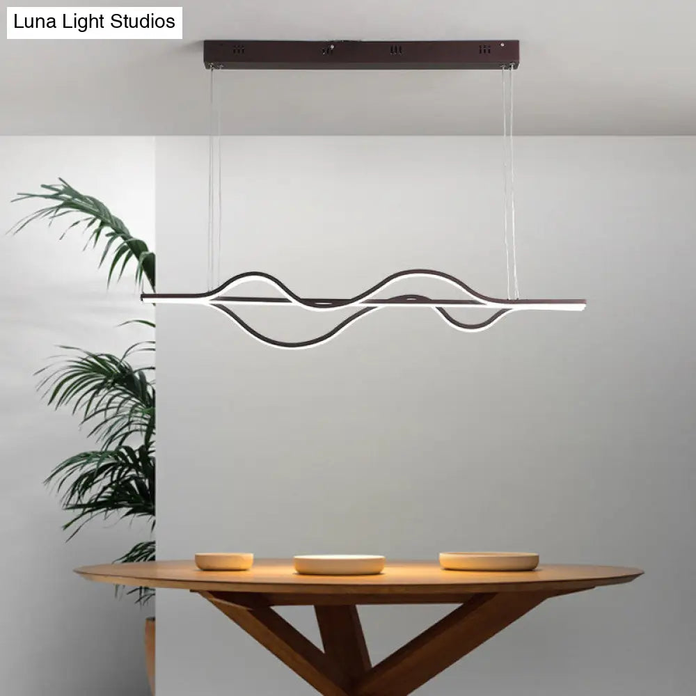 Artistic Metal Dining Room Led Pendant Light Fixture With Flowing Shapes