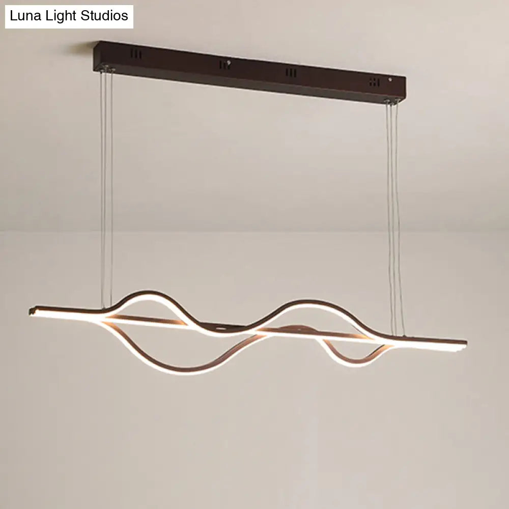 Artistic Metal Dining Room Led Pendant Light Fixture With Flowing Shapes