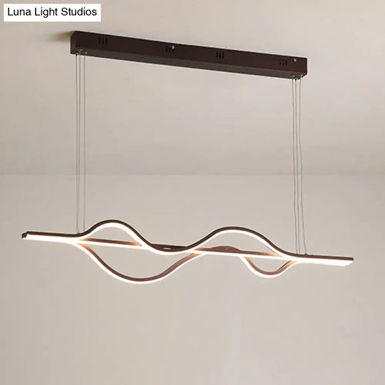 Artistic Metal Dining Room Led Pendant Light Fixture With Flowing Shapes