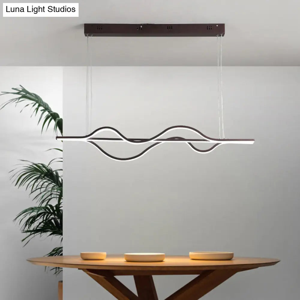 Artistic Metal Dining Room Led Pendant Light Fixture With Flowing Shapes