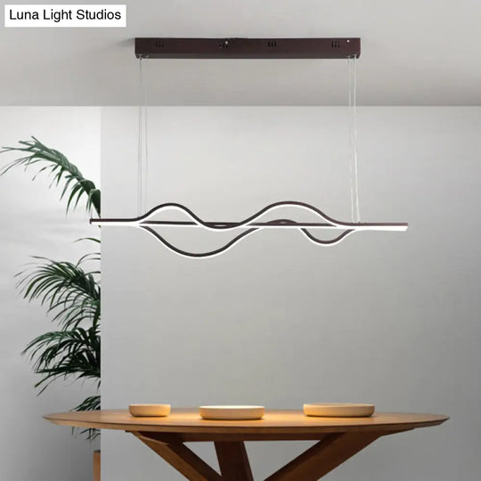 Artistic Metal Dining Room Led Pendant Light Fixture With Flowing Shapes