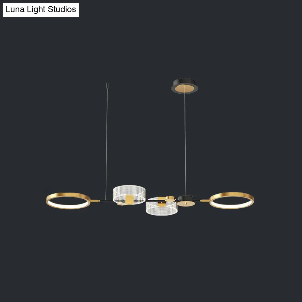 Artistic Metal Led Ceiling Pendant Light For Dining Room - Gold Ring Island Fixture