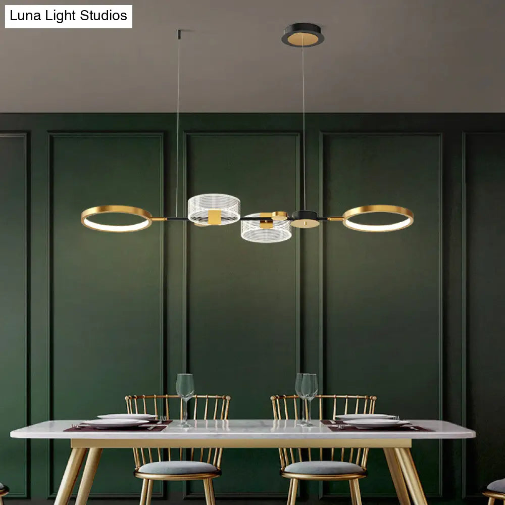 Artistic Metal Led Ceiling Pendant Light For Dining Room - Gold Ring Island Fixture