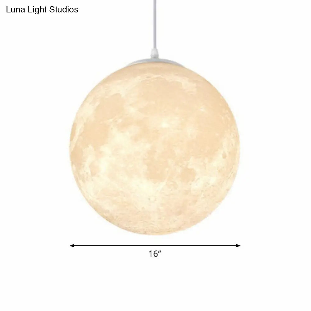 Metal Artistic Led Moon Restaurant Suspension Lamp In White / 16