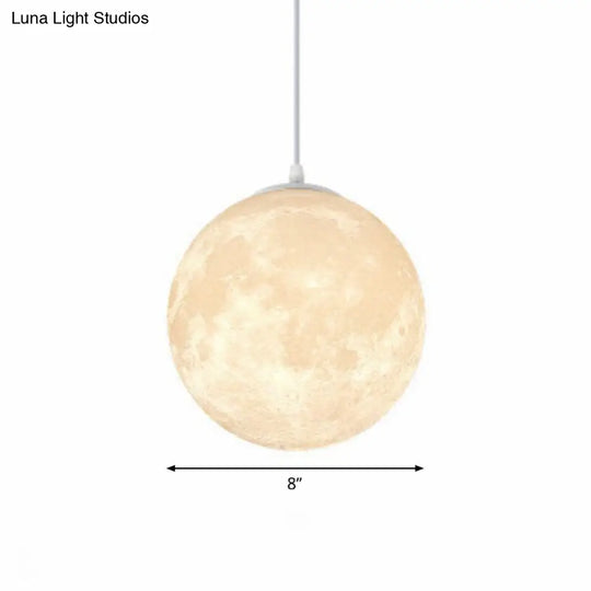 Metal Artistic Led Moon Restaurant Suspension Lamp In White / 8