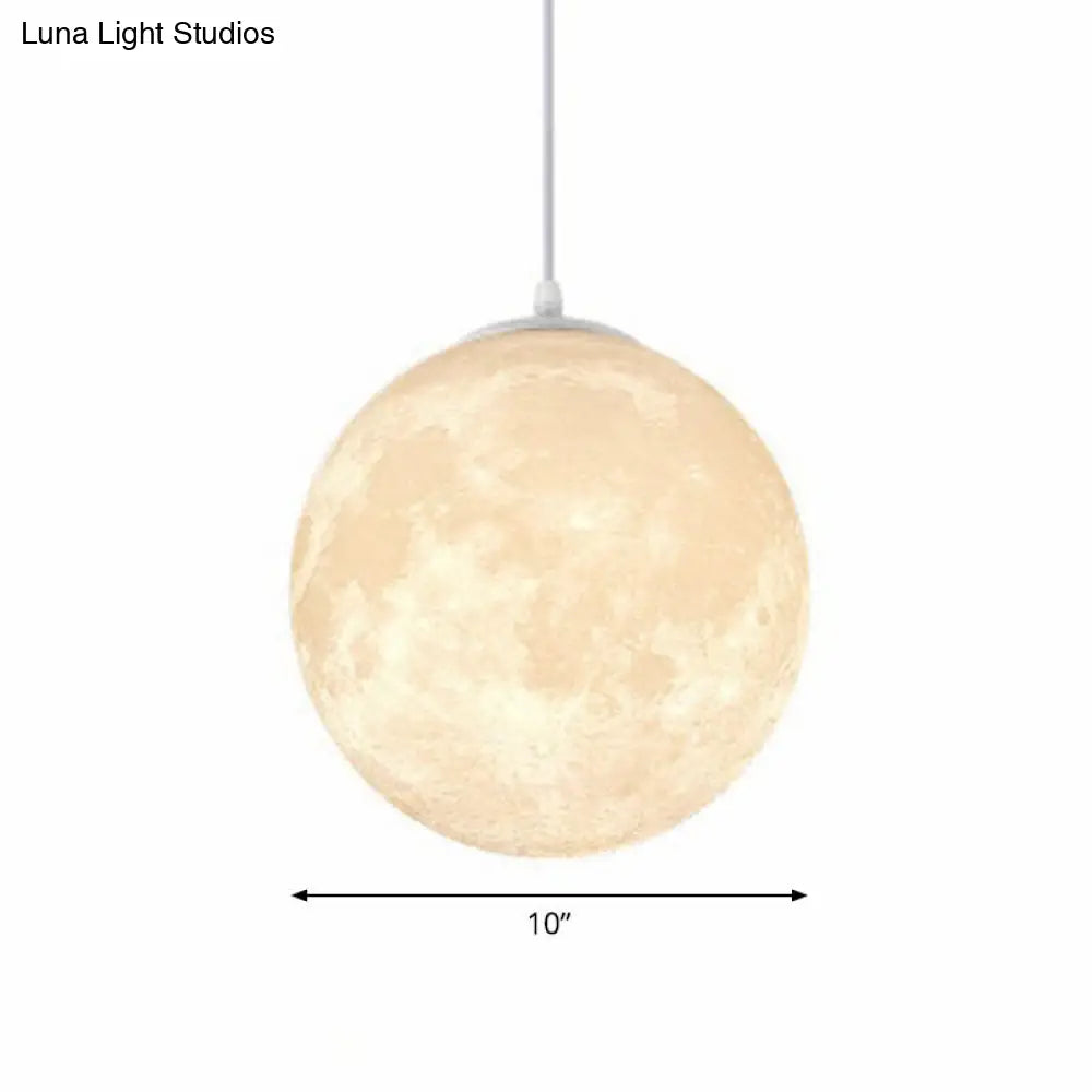 Metal Artistic Led Moon Restaurant Suspension Lamp In White / 10