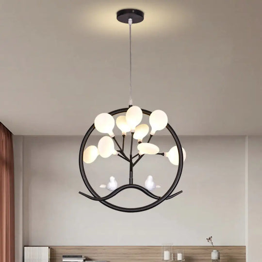 Artistic Tree Led Suspension Light In Metallic Gold With Firefly Shade - Dining Room Chandelier