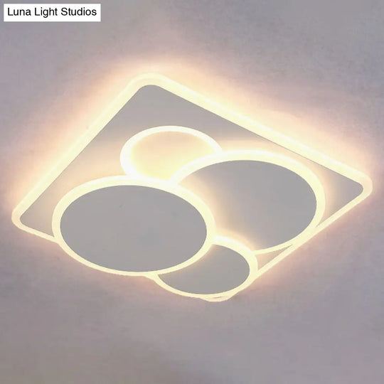 Artistic White Acrylic Geometric Led Ceiling Light For Living Room