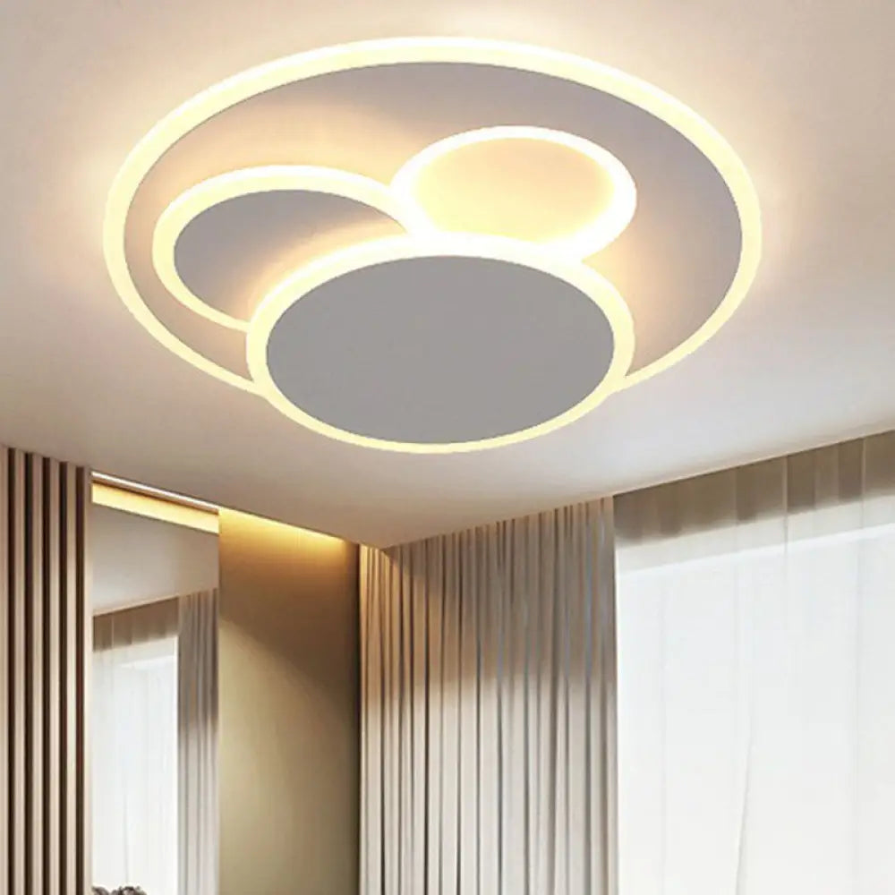 Artistic White Acrylic Geometric Led Ceiling Light For Living Room / Warm Round