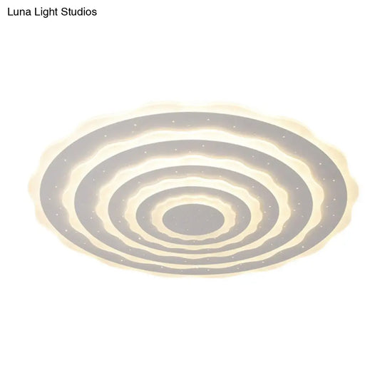 Artistic White Ripple Acrylic Led Flush Light Fixture For Living Room Ceiling