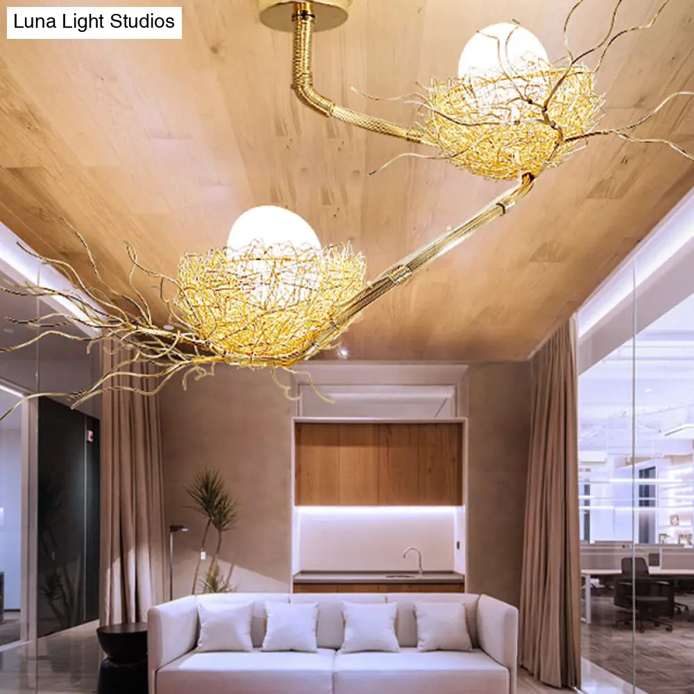 Artistry Golden Pendant Chandelier With Matte White Glass Shades - Perfect For Living Rooms 1/2/3