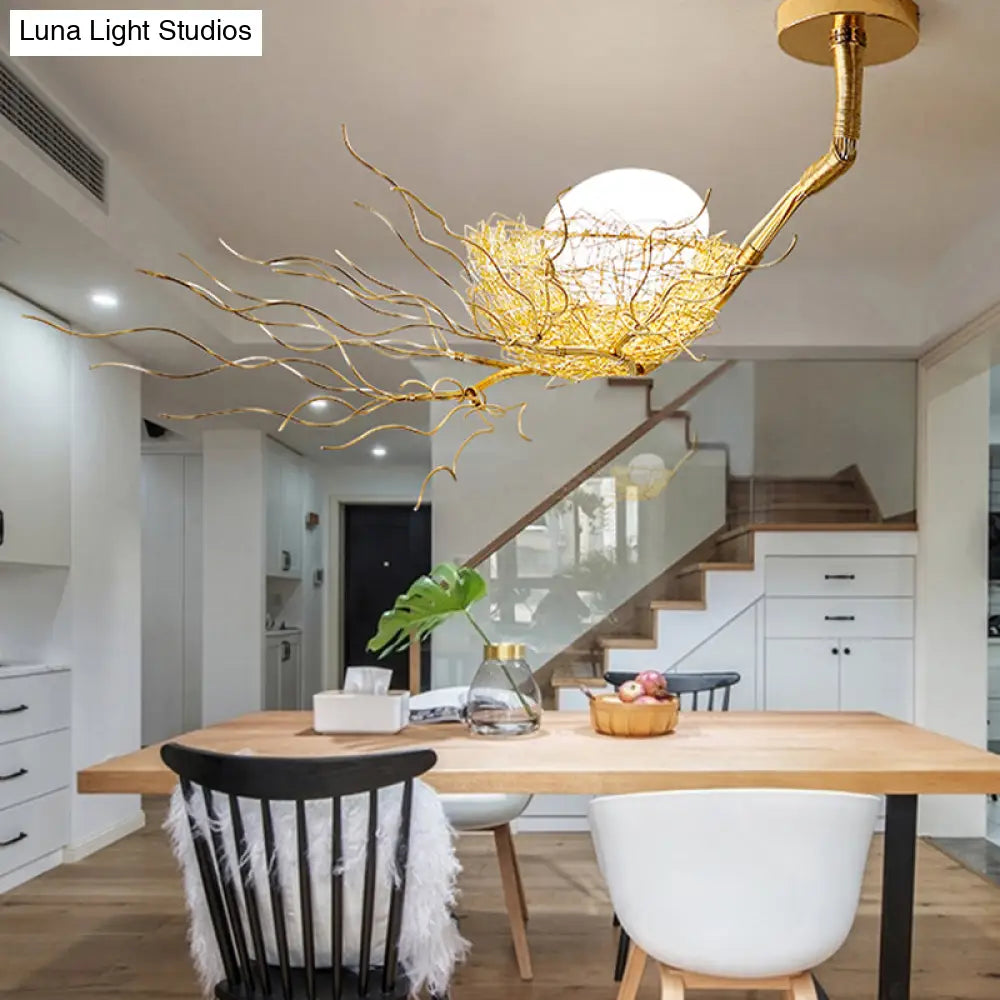 Artistry Golden Pendant Chandelier With Matte White Glass Shades - Perfect For Living Rooms 1/2/3