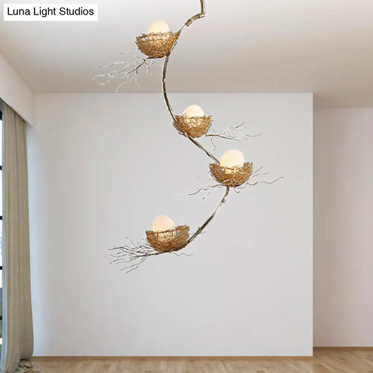 Artistry Golden Pendant Chandelier With Matte White Glass Shades - Perfect For Living Rooms 1/2/3