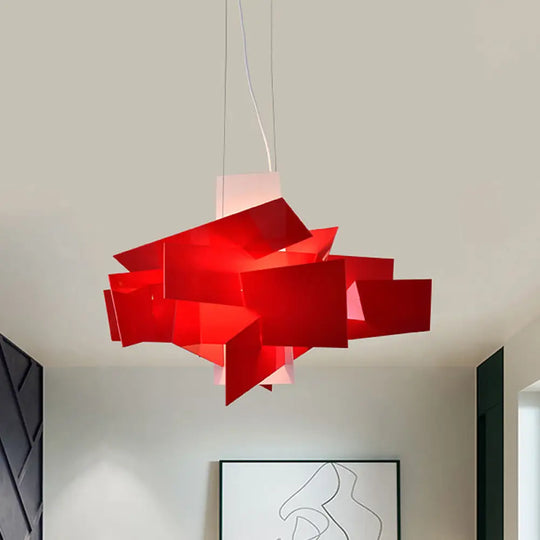 Artistry Spliced Acrylic Drop Pendant Ceiling Light In White/Red - 2 Bulbs Multi Design For Living