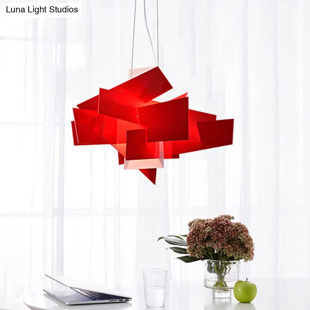 Artistry Spliced Acrylic Drop Pendant Ceiling Light In White/Red - 2 Bulbs Multi Design For Living