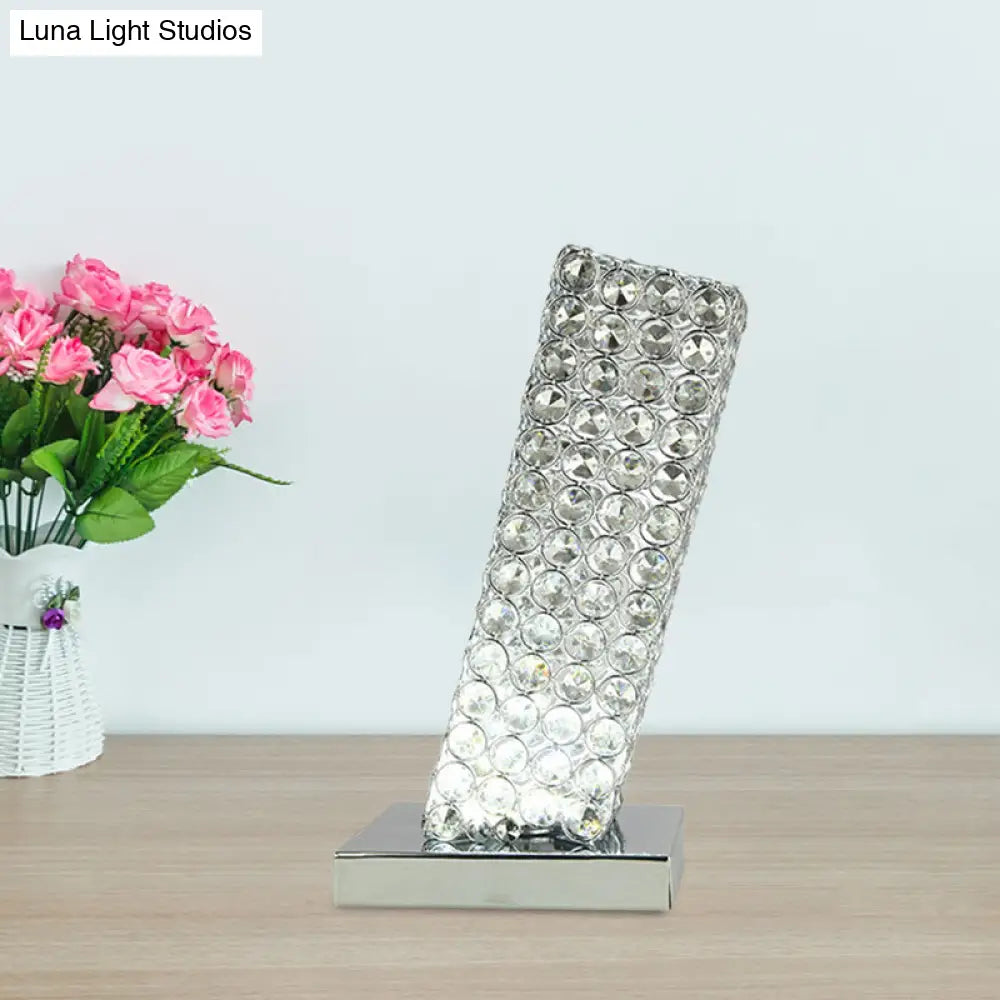 Ascella - Chrome Simple Slanting Cuboid Table Light Inserted Crystal Led Night Lamp In