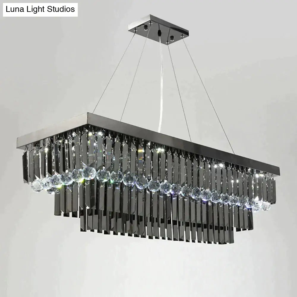 Ascella - Modern Black Rectangle Crystal Chandelier Chandeliers