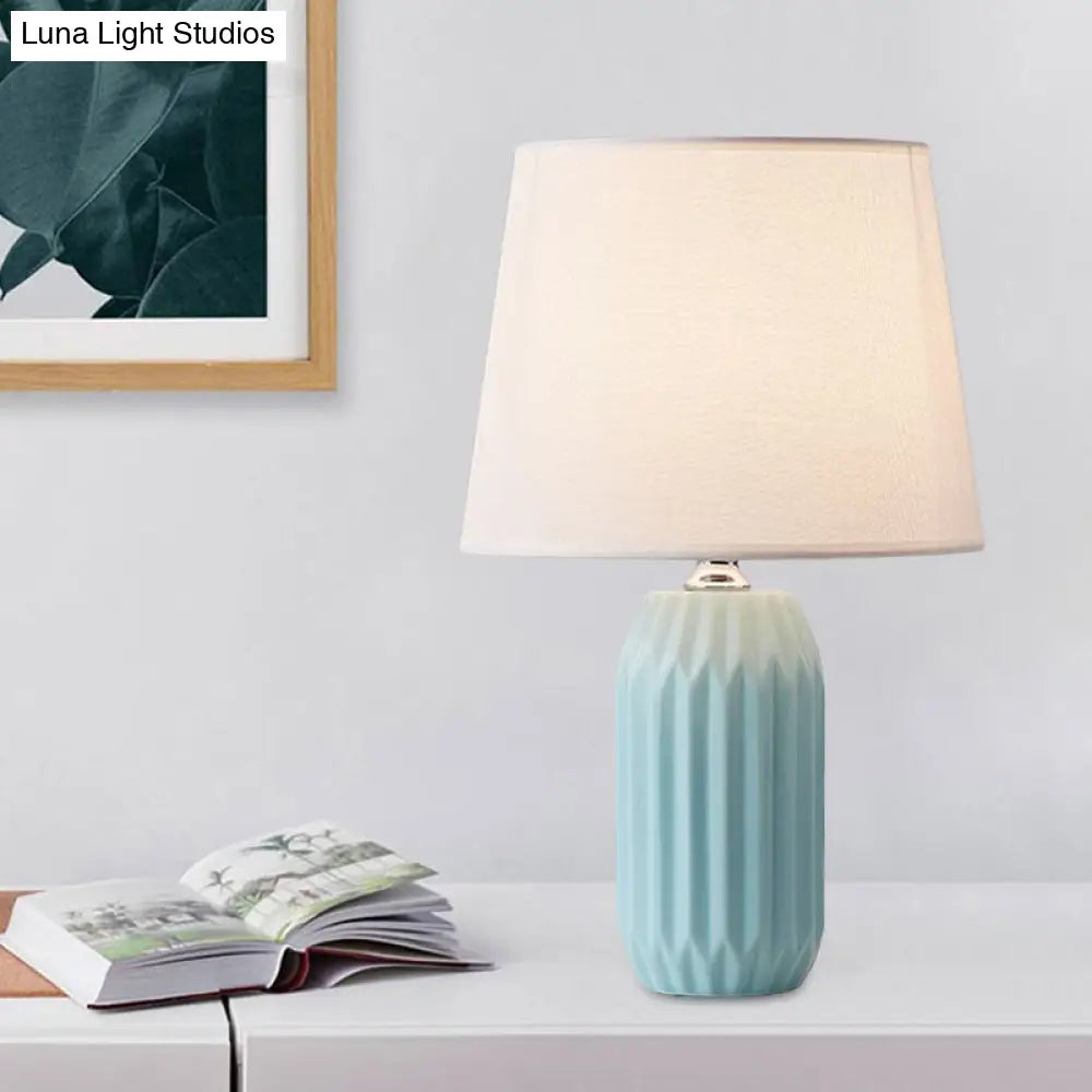 Nordic Cone Reading Light | 1-Head Nightstand Lamp Pink/Blue/Lemon Green Ceramic Base Blue