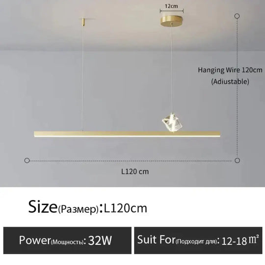 Ashburn - Designer Modern Minimalist Luxury Bar Pendant Light A-L120Cm-Gold / Dimmable With Remote