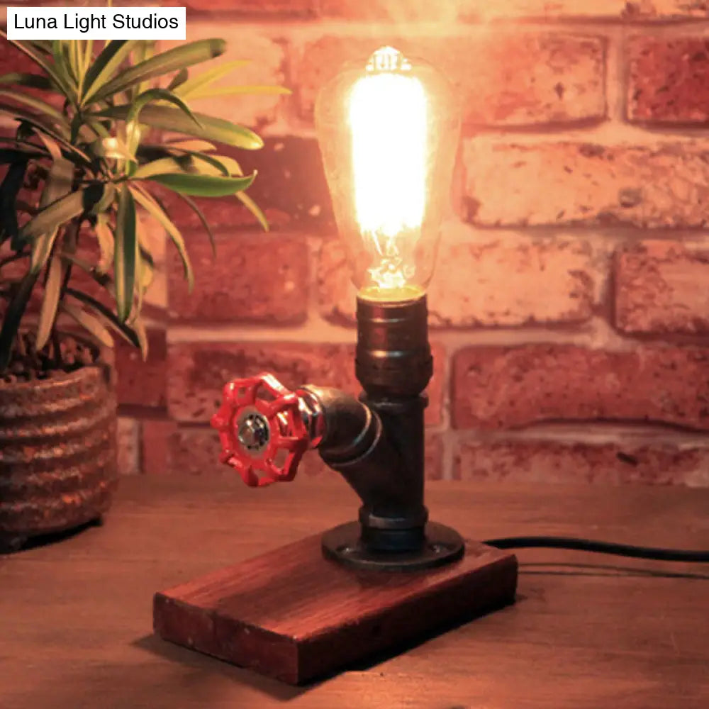 Industrial Silver Finish Faucet-Like Table Night Lamp With Water Valve Deco