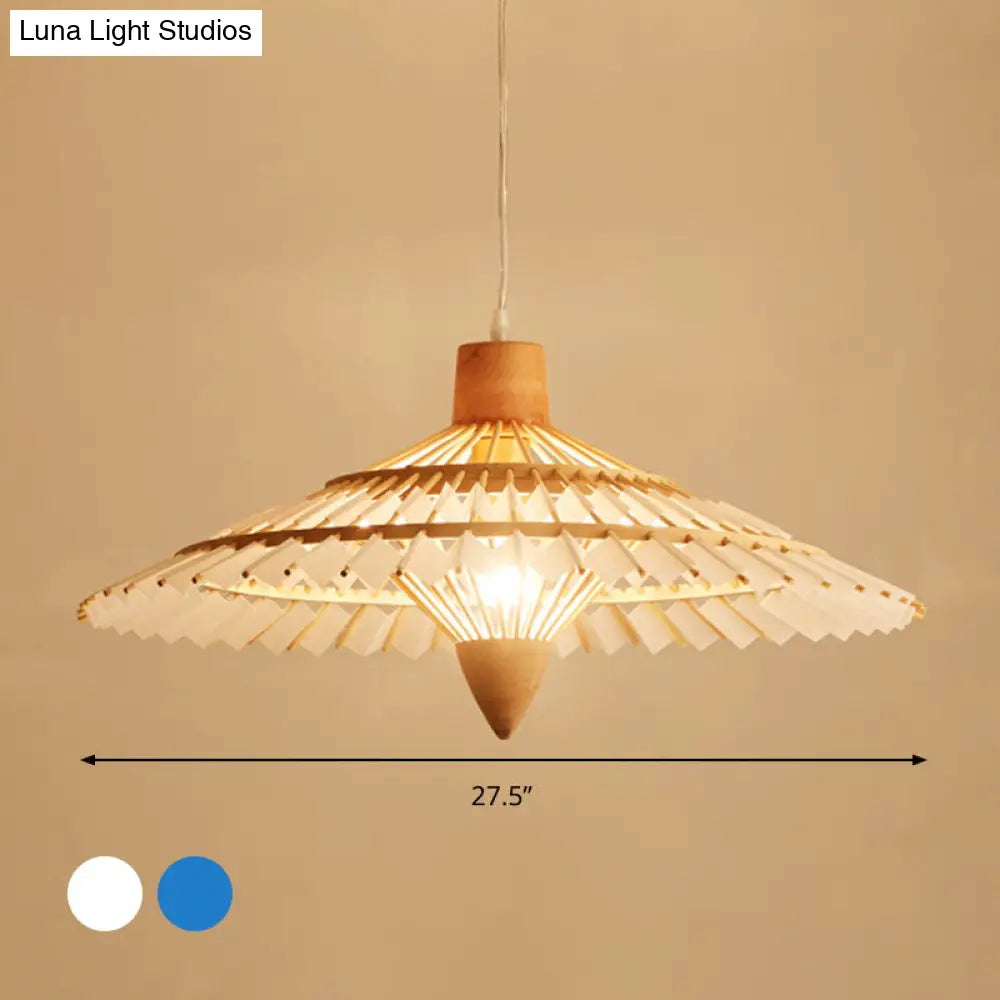 Asia Bamboo Ceiling Light Pendant - 19.5’ / 23.5’ 27.5’ White/Blue