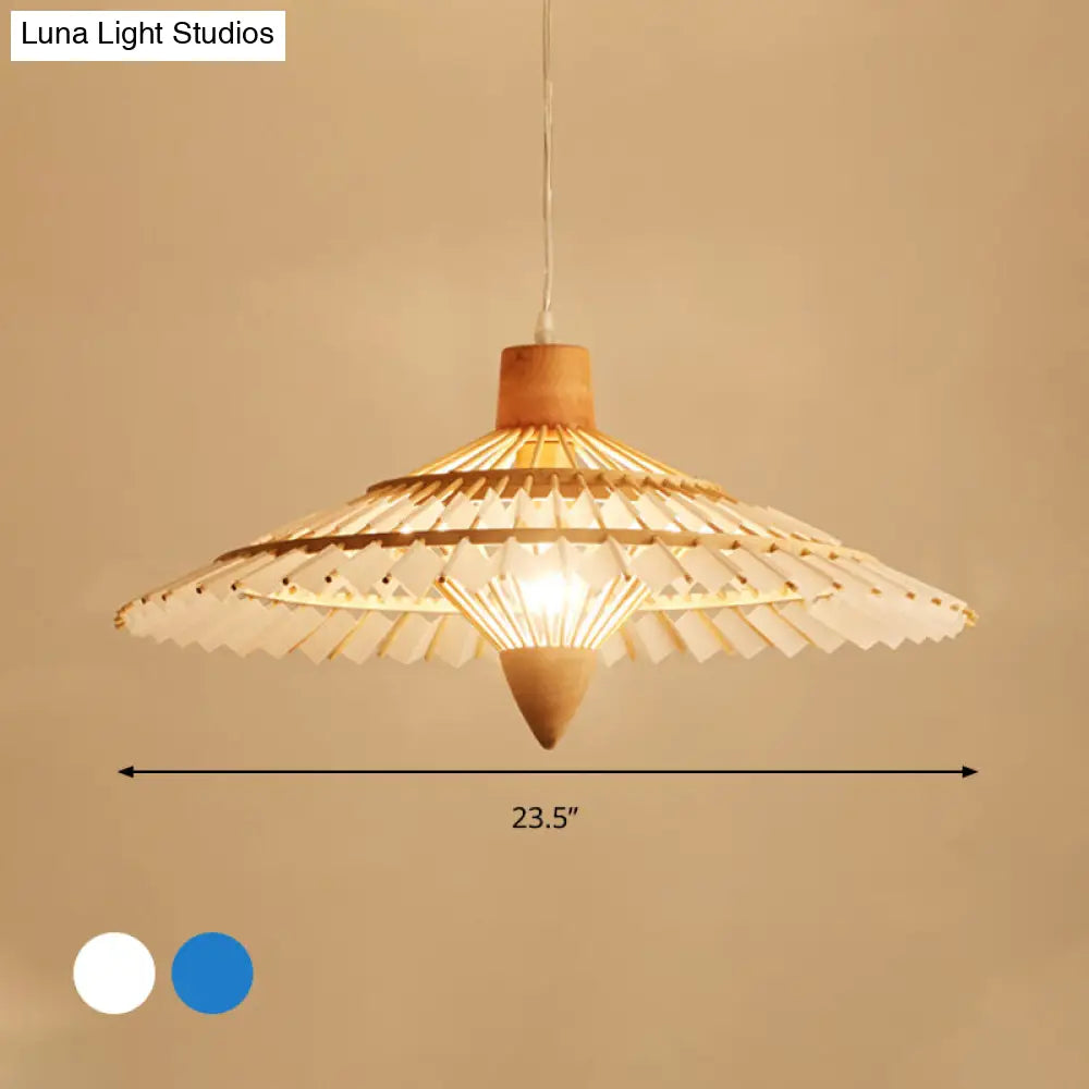 Asia Bamboo Ceiling Light Pendant - 19.5’ / 23.5’ 27.5’ White/Blue