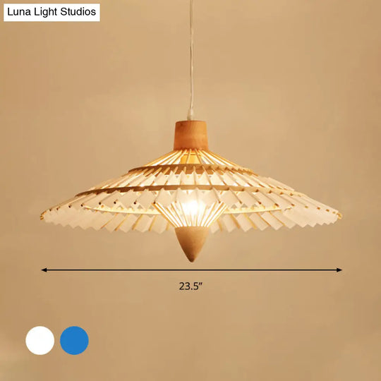 Asia Bamboo Ceiling Light - 1 Pendant White/Blue 19.5/23.5/27.5 Width