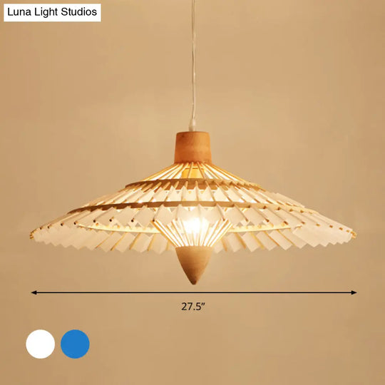 Asia Bamboo Ceiling Light - 1 Pendant White/Blue 19.5/23.5/27.5 Width