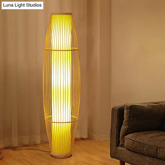 Asia Bamboo Floor Lamp With 3 Wood Heads For The Living Room