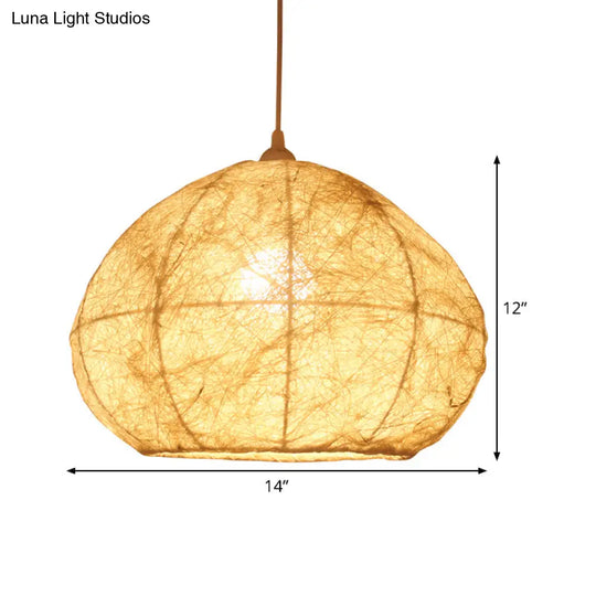 Asia Beige Pendant Lamp With Pear Bamboo Shade Stylish Ceiling Light For Dining Room