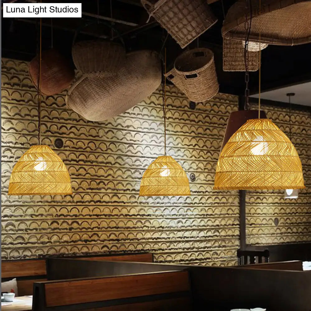 Asia Bell Shade Pendant Lighting Fixture - Bamboo 16/19.5/23.5 Wide Beige / 16 B