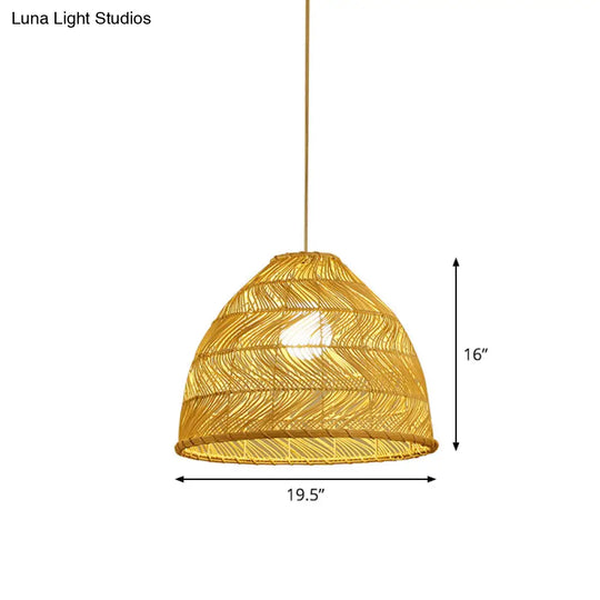 Asian Bamboo Bell Shade Pendant Light Fixture - Wide 16’/19.5’/23.5’ Beige