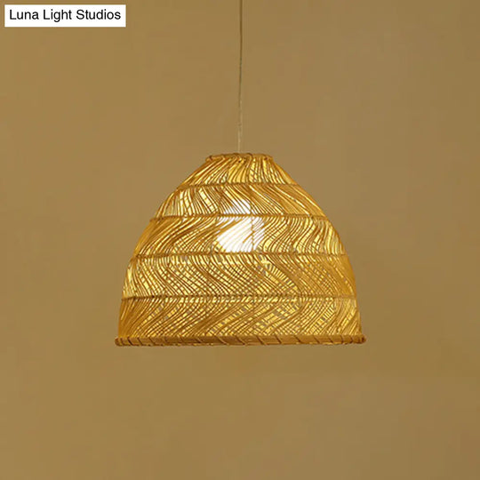 Asia Bell Shade Pendant Lighting Fixture - Bamboo 16/19.5/23.5 Wide Beige
