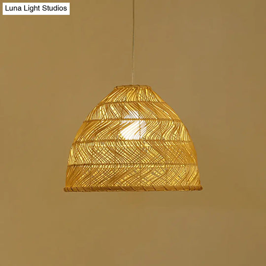 Asian Bamboo Bell Shade Pendant Light Fixture - Wide 16’/19.5’/23.5’ Beige