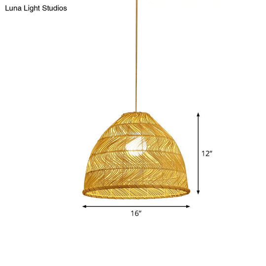 Asian Bamboo Bell Shade Pendant Light Fixture - Wide 16’/19.5’/23.5’ Beige