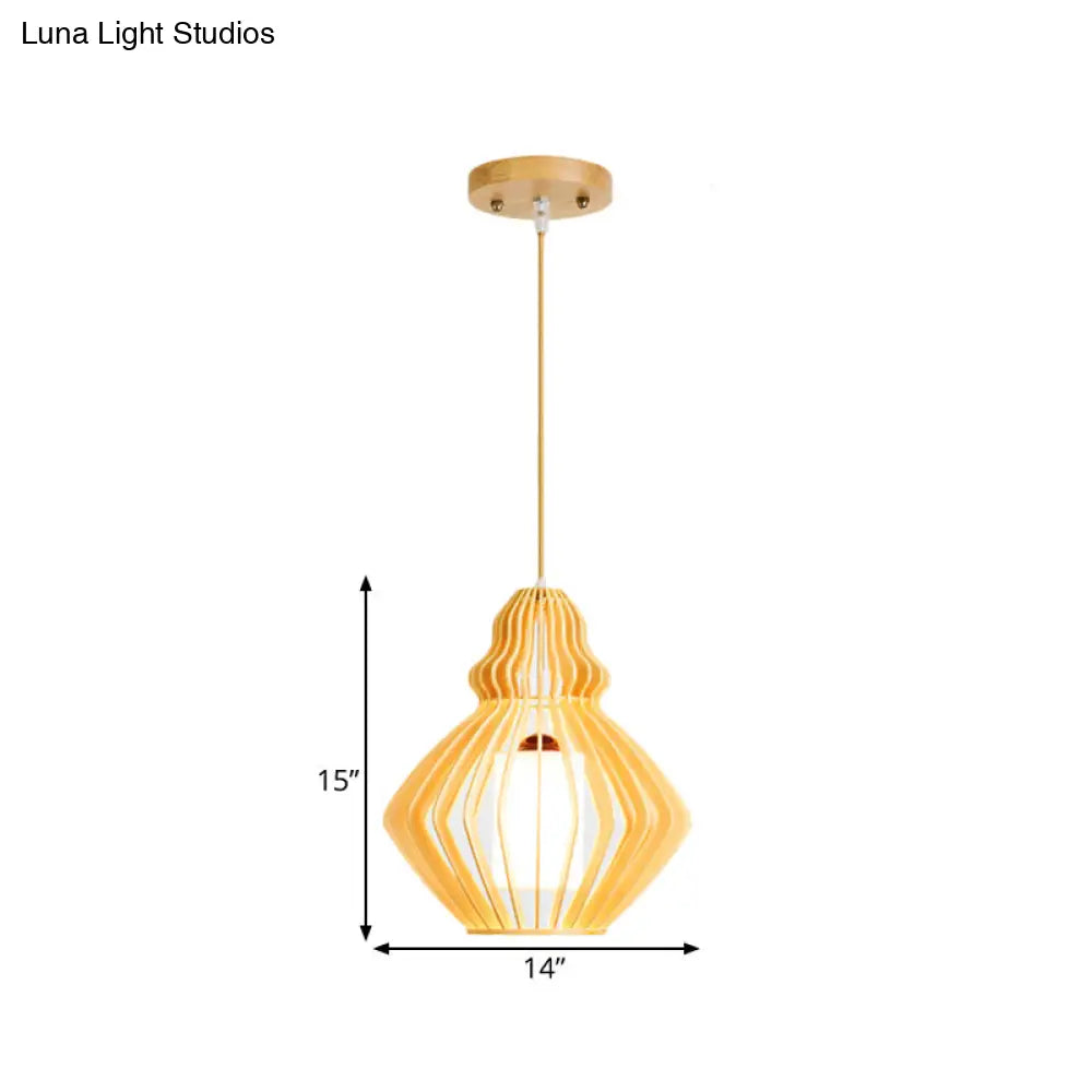 Asian Bellied Basswood Lantern: 1-Light Pendant For Restaurant Table