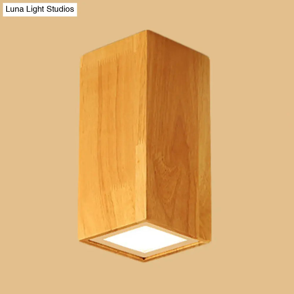 Asian-Inspired Office Ceiling Lamp With Wood And Beige Finish / 8