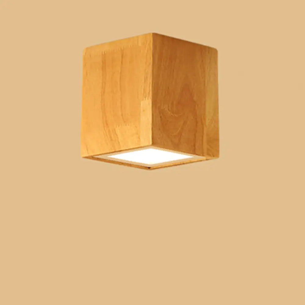 Asian-Inspired Office Ceiling Lamp With Wood And Beige Finish / 4’