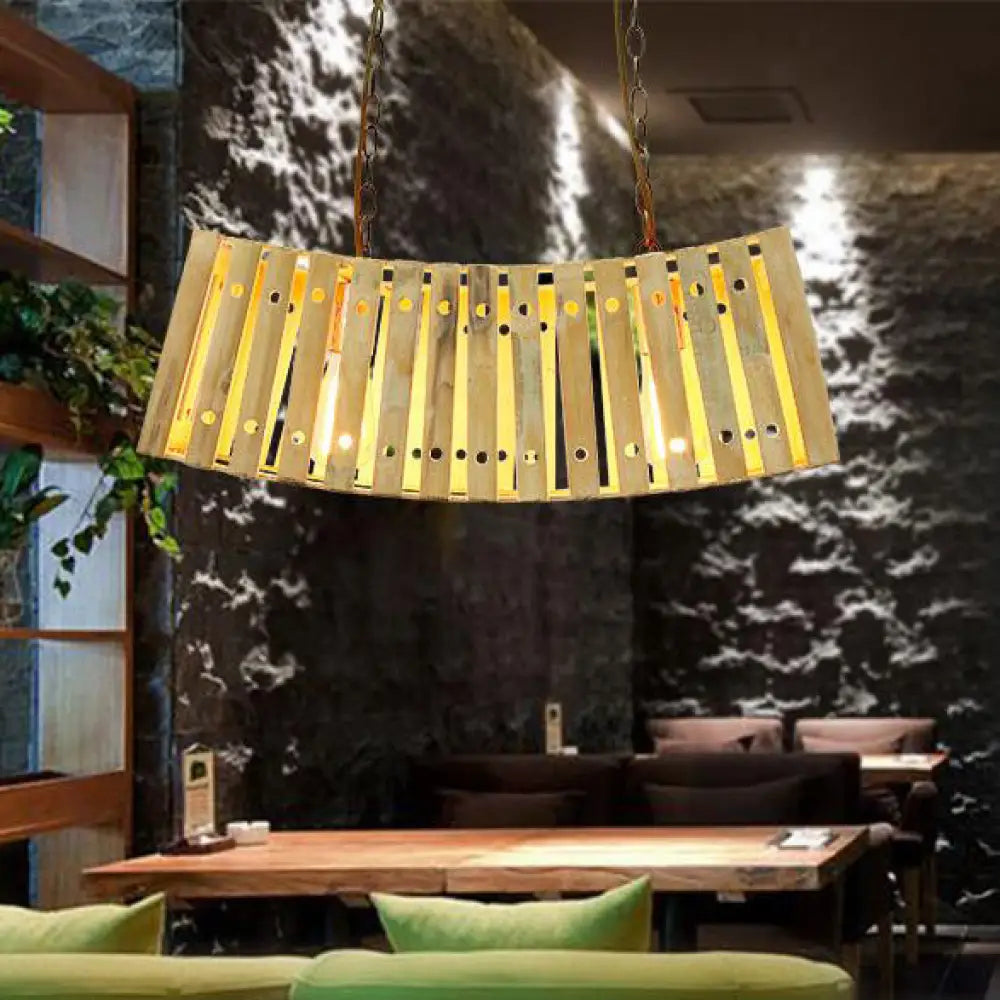 Asian Style Bamboo Linear Island Chandelier - Beige Multi Light For Dining Table