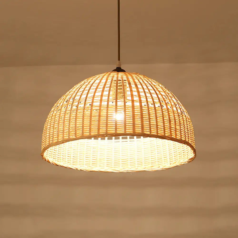 Asian Style Beige Diamond Pendant Bamboo Hanging Light For Tearoom With 1 Bulb / C