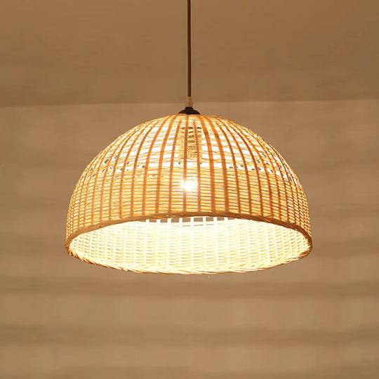 Asian Style Beige Diamond Pendant Bamboo Hanging Light For Tearoom With 1 Bulb / C