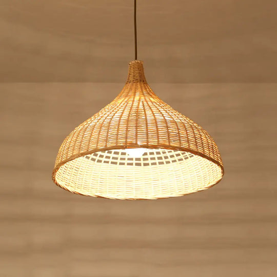 Asian Style Beige Diamond Pendant Bamboo Hanging Light For Tearoom With 1 Bulb / E